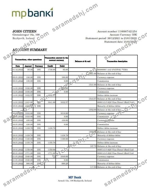 Iceland MP bank statement xls